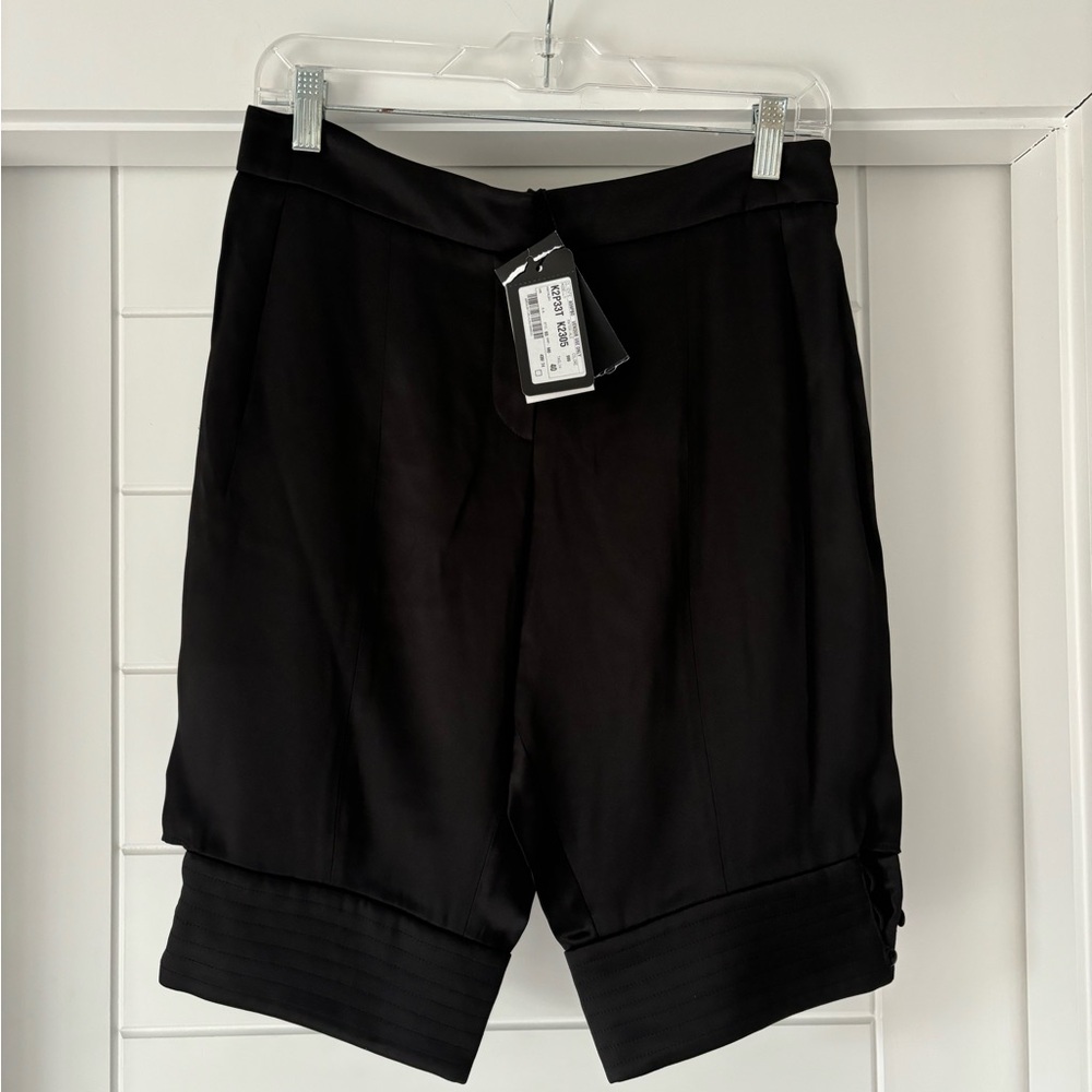 Black Satin Emporio Armani Black Dress Shorts.